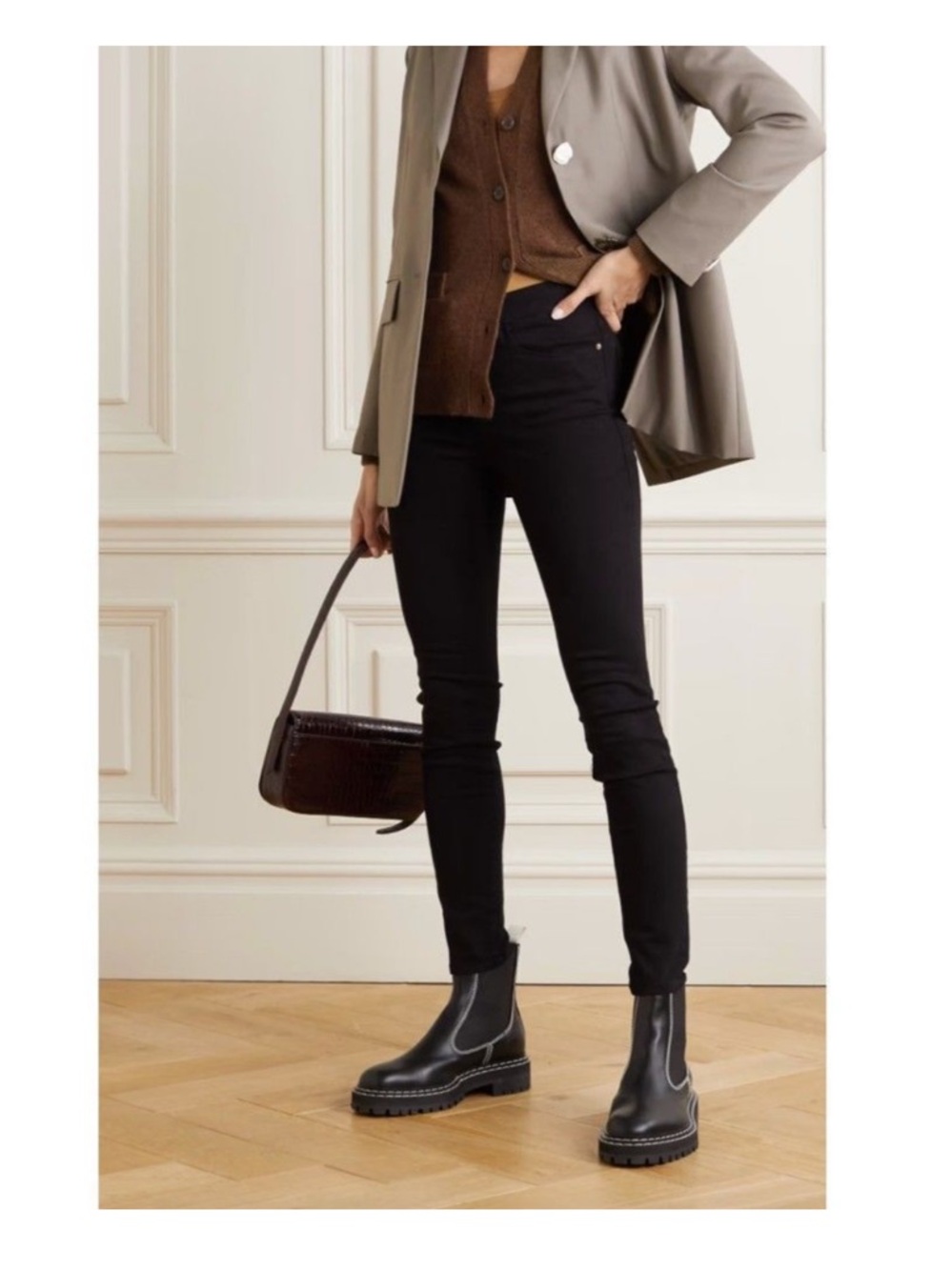 FRAME Le Skinny de‎ Jeanne Black High Rise Skinny Jeans Raw Hem Size 27